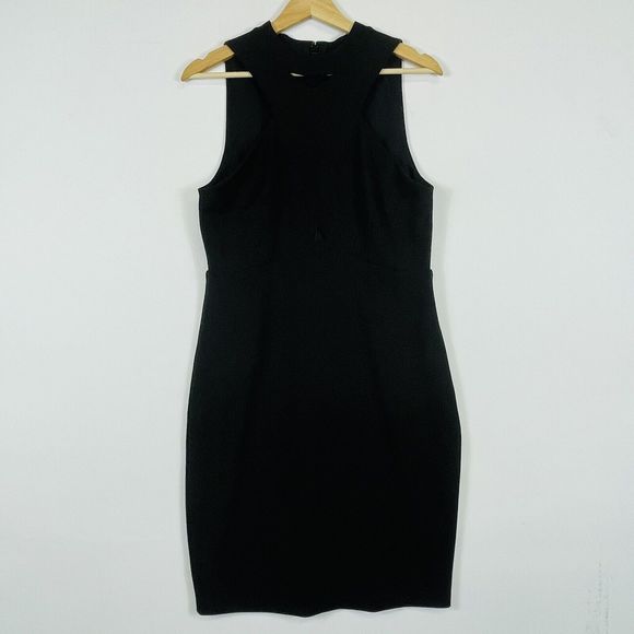 GUESS Dresses & Skirts - Guess Black Sleeveless Twist Front Basic Sheath Poly Knit Lined Dress Womens 12